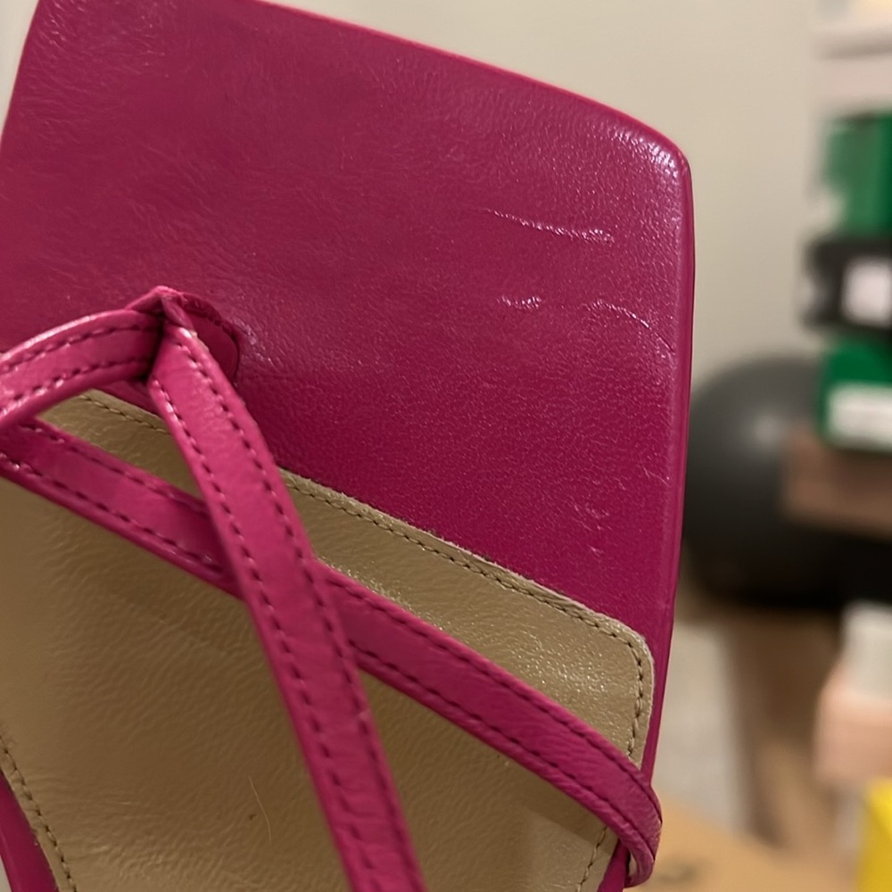 Pink Strappy Heels with Square Toe - Picture 11 of 11